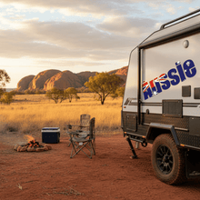 Load image into Gallery viewer, Aussie sticker on caravan or camper