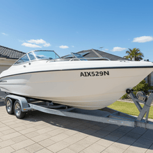 Load image into Gallery viewer, Boat on trailer suburban driveway rego sticker
