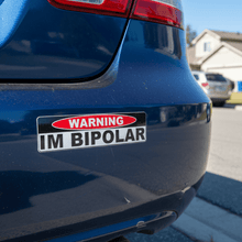 Load image into Gallery viewer, Bumper sticker on car in suburban street bipolar sticker