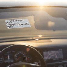 Load image into Gallery viewer, Close-up windscreen Tire Rotation & Wheel Alignment Stickers