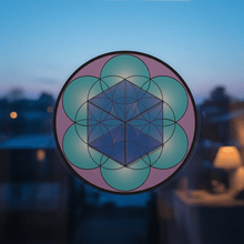 Load image into Gallery viewer, Colourful 3D optical illusion sticker at blue hour