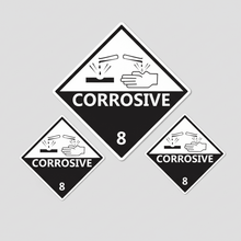 Load image into Gallery viewer, Corrosive Class 8 HAZMAT – Flat Lay Sizes