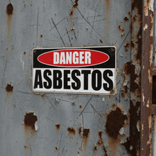 Load image into Gallery viewer, Danger Asbestos close-up on metal door