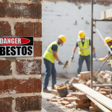 Load image into Gallery viewer, Danger Asbestos on brick wall