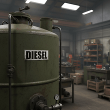 Load image into Gallery viewer, Diesel sticker on industrial generator fuel tank