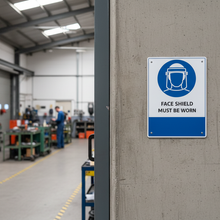 Load image into Gallery viewer, Face Shield at workshop entrance