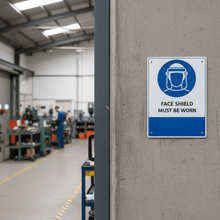 Load image into Gallery viewer, Face Shield at workshop entrance