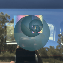 Load image into Gallery viewer, Fibonacci spiral outdoor sticker on vehicle window
