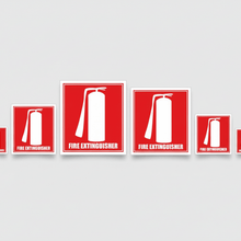 Load image into Gallery viewer, Fire Extinguisher Sticker – Flat Lay Sizes