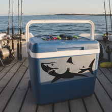 Load image into Gallery viewer, Fishing tackle box / esky on jetty shark sticker