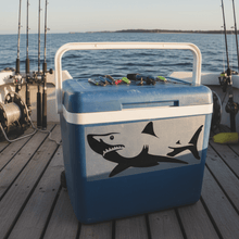 Load image into Gallery viewer, Fishing tackle box / esky on jetty shark sticker