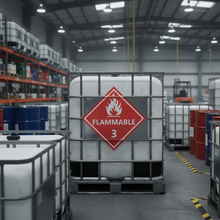 Load image into Gallery viewer, Flammable liquid class 3 sticker on IBC intermediate bulk container