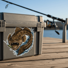 Load image into Gallery viewer, Flathead Fish Sticker on Tackle Box