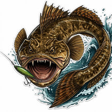 Load image into Gallery viewer, Flathead Fish Sticker – Aggressive Fishing Decal for Boats, 4WD & Tackle Boxes (Premium Vinyl)