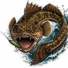 Load image into Gallery viewer, Flathead Fish Sticker – Aggressive Fishing Decal for Boats, 4WD & Tackle Boxes (Premium Vinyl)