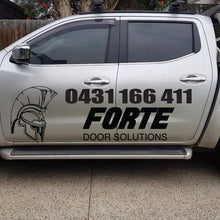 Load image into Gallery viewer, Forte door Solutions design logo on there car door (Proof of concept with the customer using the decals purchased)