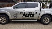 Load image into Gallery viewer, Forte door Solutions design logo on there car door (Proof of concept with the customer using the decals purchased)