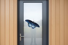 Load image into Gallery viewer, Front door sidelight blue butterfly
