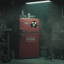 Load image into Gallery viewer, Gas Mask Hazard on Fridge