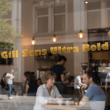 Load image into Gallery viewer, Gill Sans on cafe window