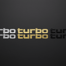 Load image into Gallery viewer, Gold silver black Turbo sticker colour comparison