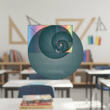 Load image into Gallery viewer, Golden Ratio Fibonacci math sticker on classroom window