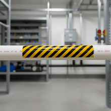 Load image into Gallery viewer, Hazardous marker on white PVC pipe