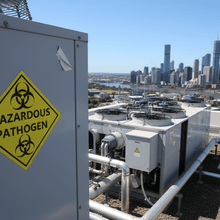 Load image into Gallery viewer, HAZMAT sticker on rooftop chiller unit