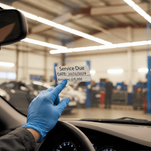 Load image into Gallery viewer, Mechanic hand pressing sticker onto inside of windscreen