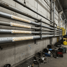 Load image into Gallery viewer, Natural Gas pipe markers on multiple pipes