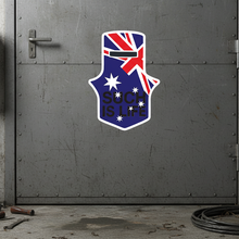 Load image into Gallery viewer, Ned Kelly sticker on workshop door