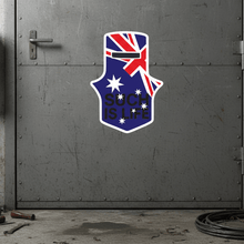 Load image into Gallery viewer, Ned Kelly sticker on workshop door