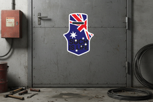 Load image into Gallery viewer, Ned Kelly sticker on workshop door