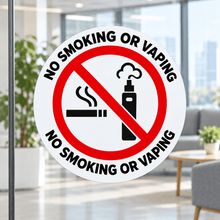 Load image into Gallery viewer, No smoking or vaping sticker in an office common area