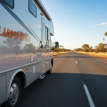 Load image into Gallery viewer, Nullarbor Nomad - silver motorhome orange decal