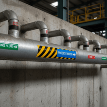 Load image into Gallery viewer, Pipe row with hazardous and content markers