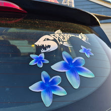 Load image into Gallery viewer, Car window with decal of blue Frangipani flower stickers