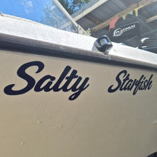 Load image into Gallery viewer, Boat with 'Salty Starfish' decal on a docked boat.