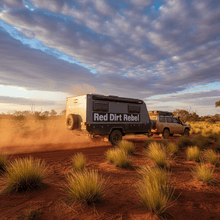 Load image into Gallery viewer, Red Dirt Rebel - charcoal off-road caravan white decal