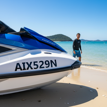 Load image into Gallery viewer, Rego sticker on jet ski Queensland beach