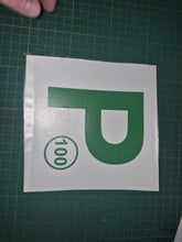 Load image into Gallery viewer, 2x Green P plate 100 vinyl 7yr stickers 150 mm Australian free post Probationary