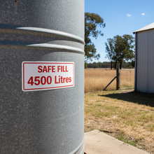 Load image into Gallery viewer, Safe Fill 4500 Litres on large farm fuel storage tank