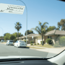 Load image into Gallery viewer, Service due sticker on car windscreen suburban