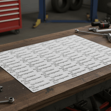 Load image into Gallery viewer, Sheet on workbench Tire Rotation & Wheel Alignment Stickers