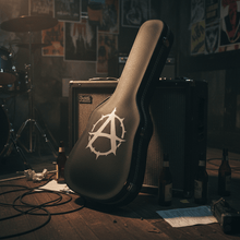 Load image into Gallery viewer, Silver on guitar case Gothic Thorn Anarchy Symbol Vinyl Sticker