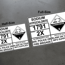 Load image into Gallery viewer, Sodium Hypochlorite UN 1791 Hazchem EIP Decal Sign – Tank Identification - Stick-Dat