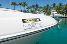 Load image into Gallery viewer, Spearo Caution on Boat at Tropical Marina