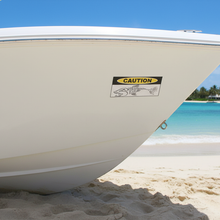 Load image into Gallery viewer, Spearo Caution on Boat on Beach