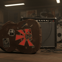 Load image into Gallery viewer, Steampunk Sticker on Guitar Gear