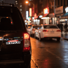 Load image into Gallery viewer, Sticker on black SUV at night bipolar sticker